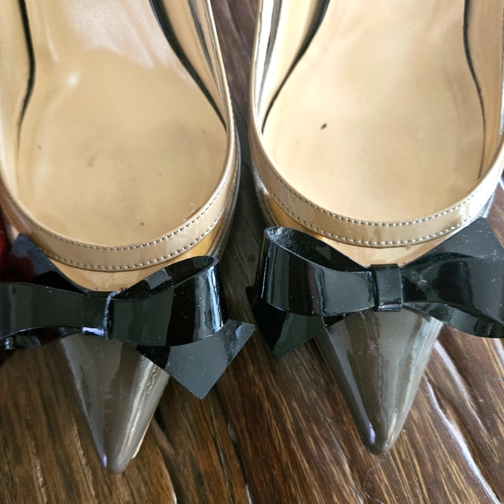 Christian Louboutin Patent PVC Suspenodo 85 Slingbacks Size 39 in Lichen & Black